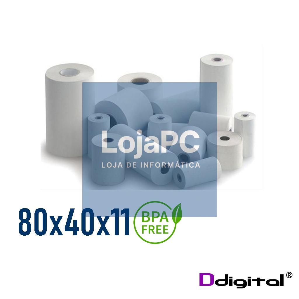 Rolo Termico 80x40x11 Pack 10 com Peel Off e BPA Free