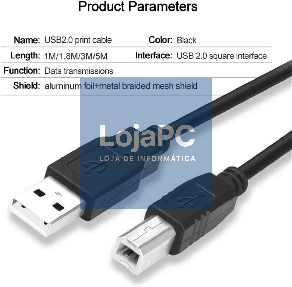 Cable USB 2.0 Type-A male / USB 2.0 Type-B male 3.0 m Preto