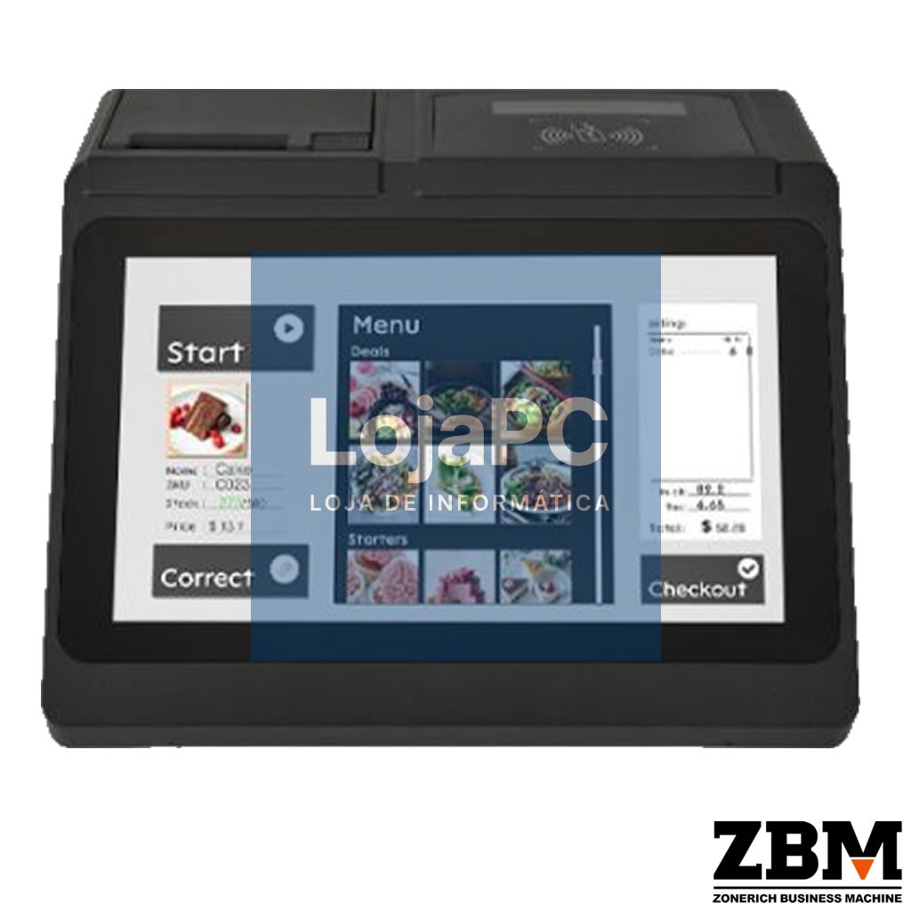 POS ZQ-T2180 - J6412 / DDR4 8GB / SSD 120GB / VFD 2x20 / Impressora 80mm / Touch 11.6" / W11 PRO