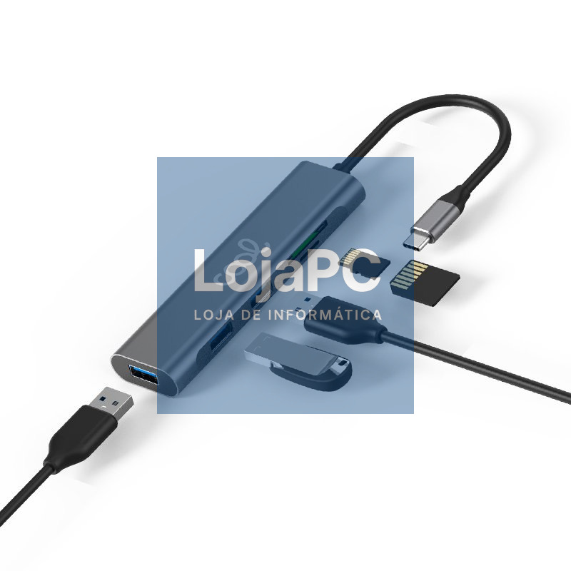 Universal Type-C Hub COOL 5 em 1 (3 x USB 3.0 + SD + Micro SD) — imagem 4