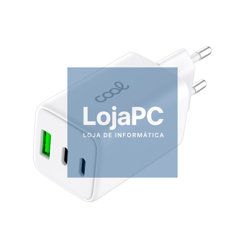 Universal Ultra Rápido Triplo (PD) 2 x Type-C + USB COOL Carregador de Rede (65W) GaN Branco — imagem 4