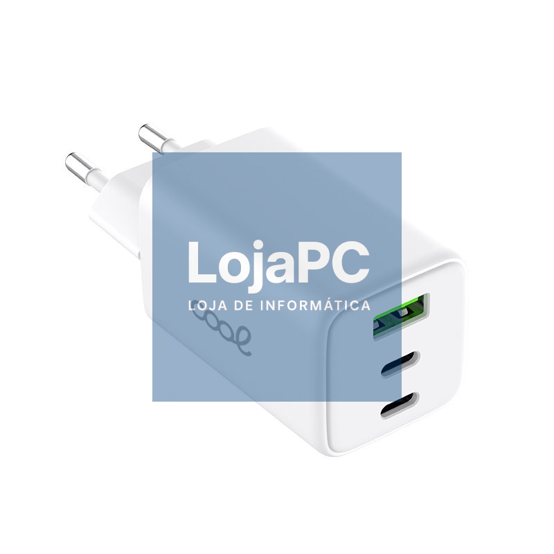 Universal Ultra Rápido Triplo (PD) 2 x Type-C + USB COOL Carregador de Rede (65W) GaN Branco — imagem 3