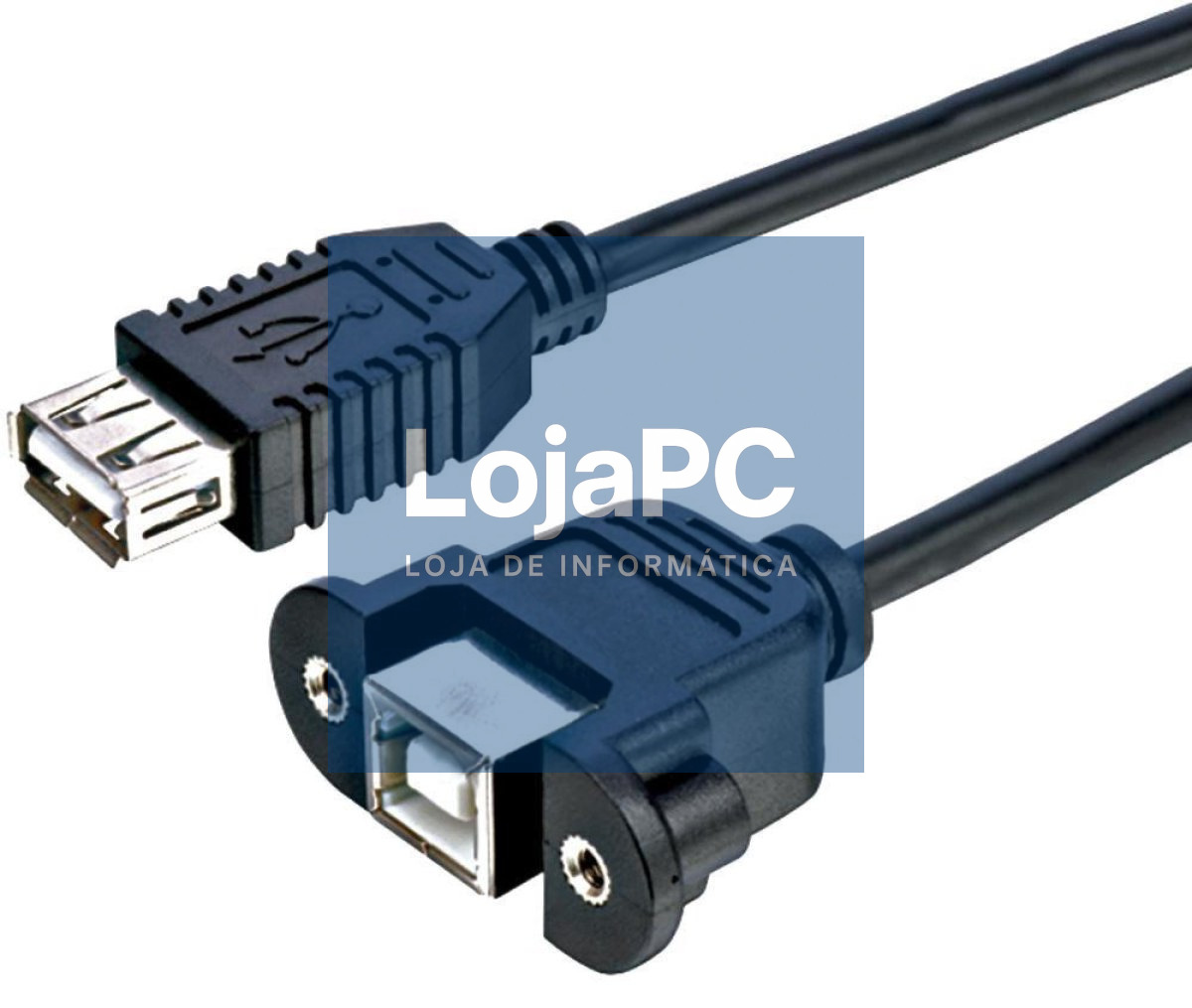USB Cable 2.0 A female - A female panel-mount 0,5m Preto