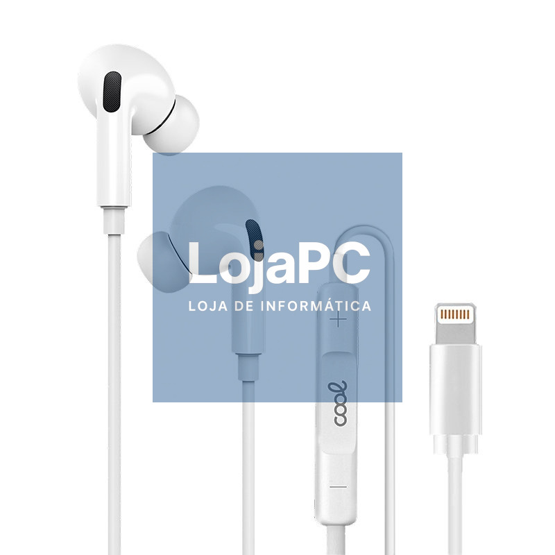 Fones de ouvido brancos estéreo COOL com microfone para iPhone - borracha INTRA-AURICULAR (Lightning Bluetooth)