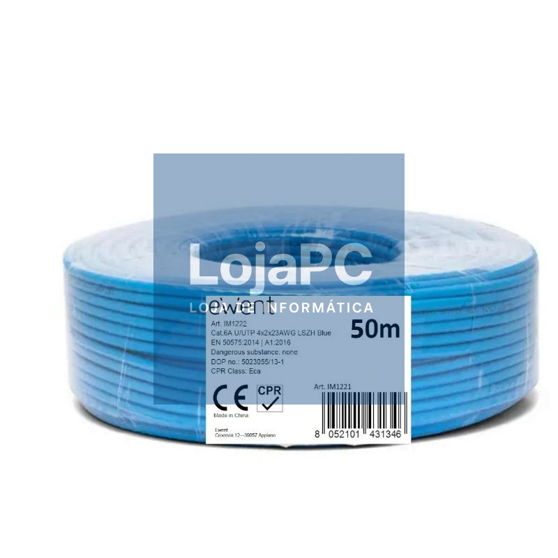 Ewent Bobina Cable Red CAT6A U/UTP,LSZH,50m