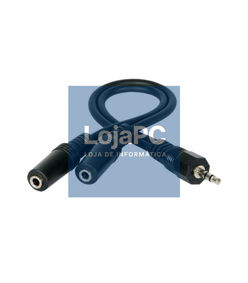Adaptador Jack 3.5 M p/ 2x Jack 3.5 F Preto