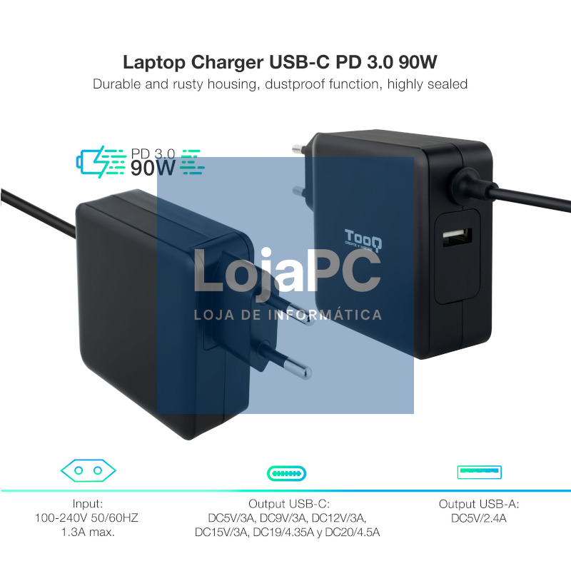 Tooq Cargador portátil conector USB-C 90W — imagem 2