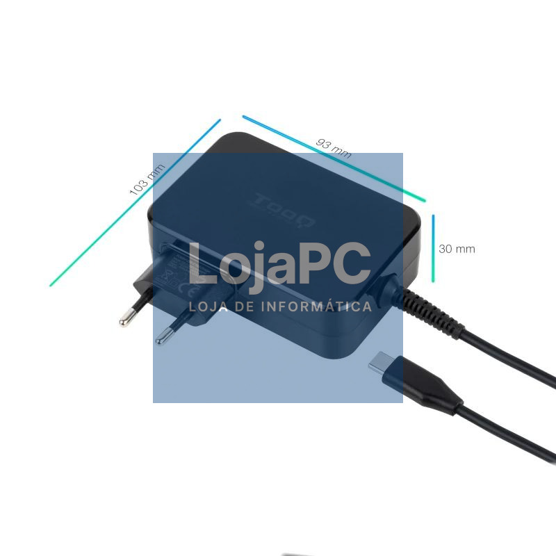 Tooq Cargador portátil GAN USB-C PD 100W Negro — imagem 2