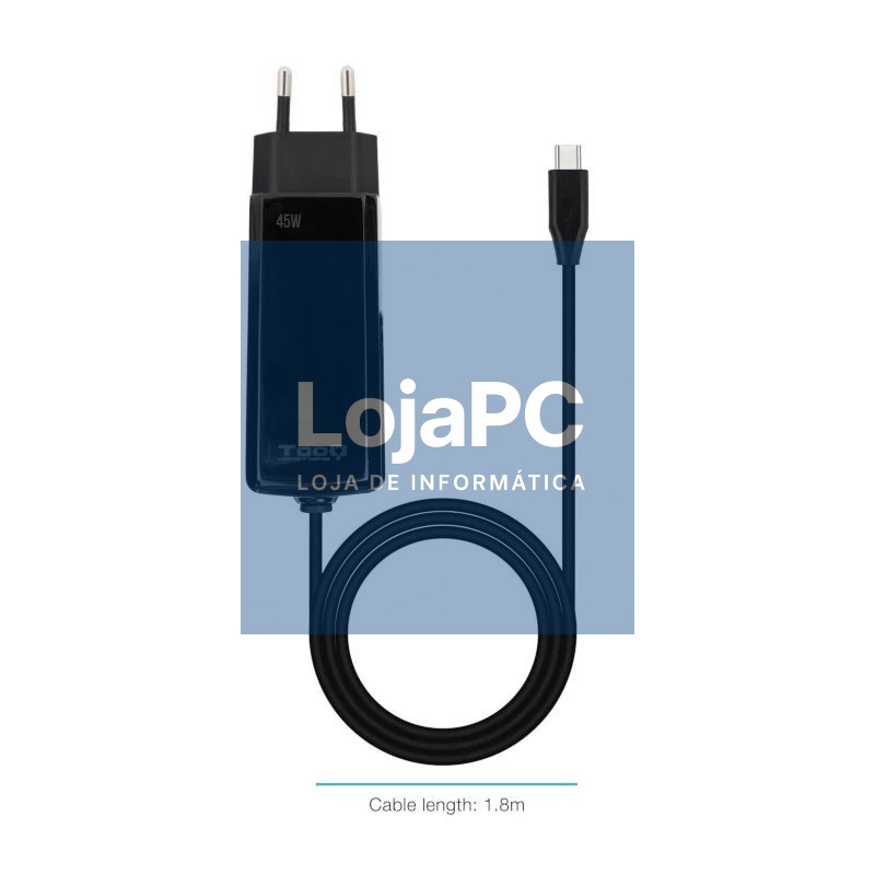 Tooq Cargador portátil GAN USB-C PD 45W Cúbico