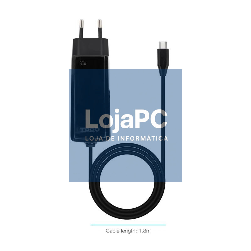 Tooq Cargador portátil GAN USB-C PD 65W Cúbico