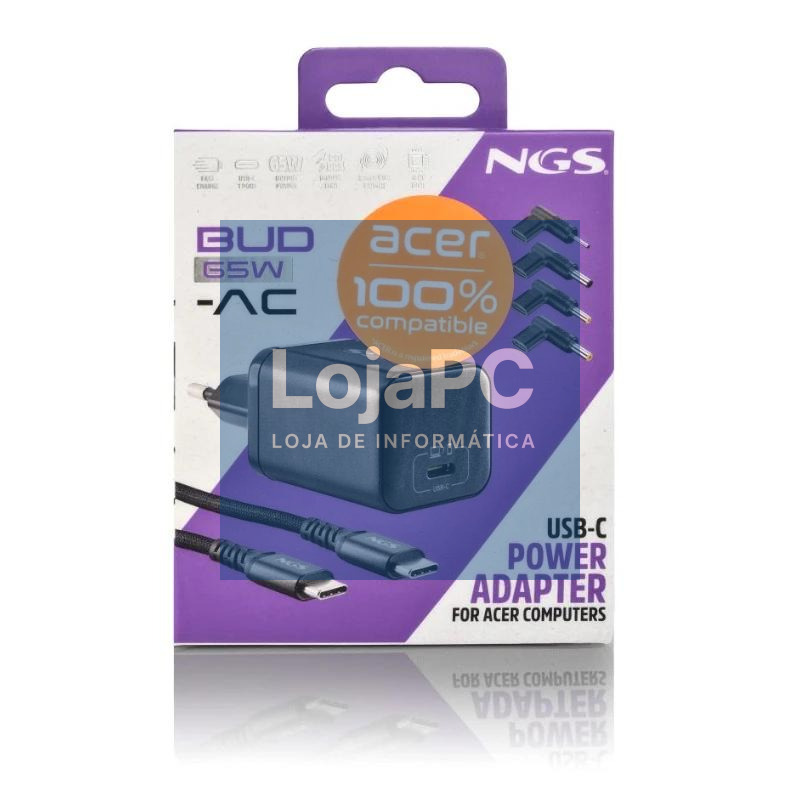 NGS PACK CARGA USBC 65W+CABL 1,5M+5 CLAVIJ ACER — imagem 2