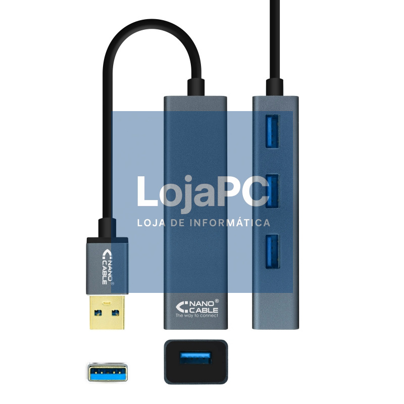 Nanocable Hub USB 3.0 4 x USB 3.0 10cm. Gris — imagem 5