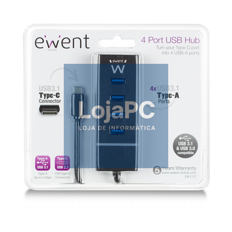 Ewent E1137 HUB USB TIPO C 4 PUEROS USB 3.1 — imagem 5
