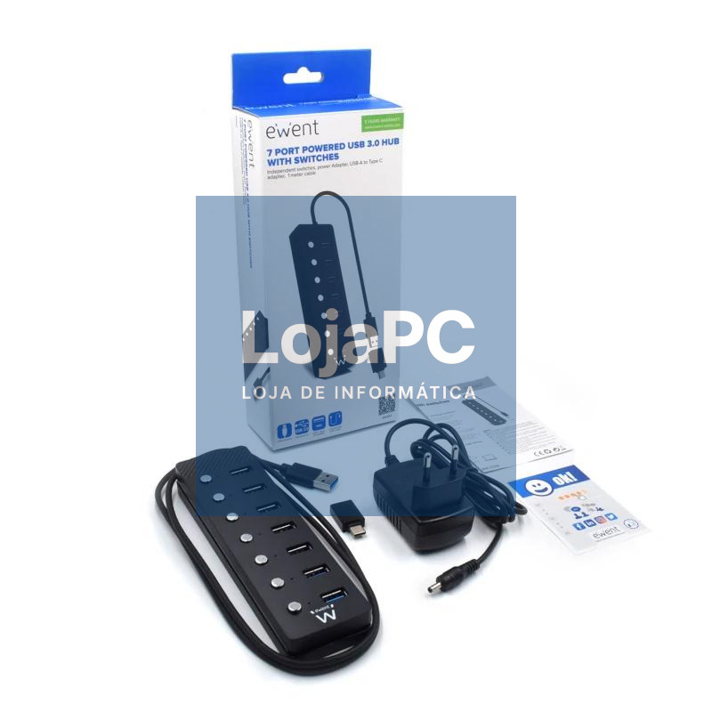 EWENT Hub usb-usb-c 7 ptos interruptor c/alimen. — imagem 5