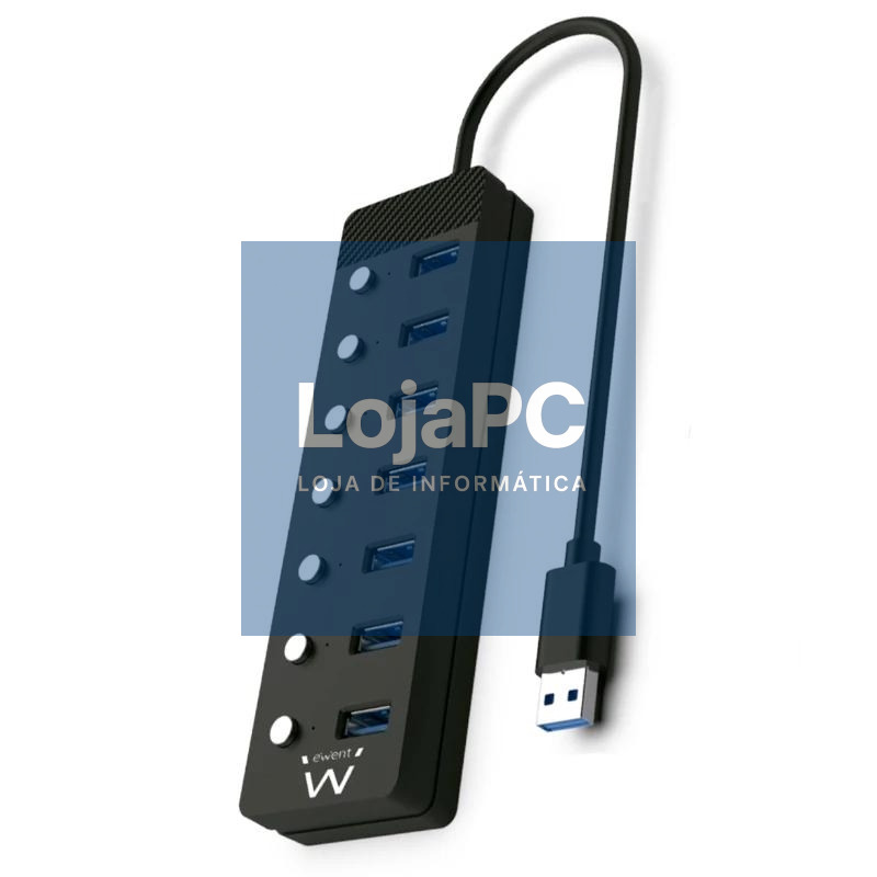 EWENT Hub usb-usb-c 7 ptos interruptor c/alimen.