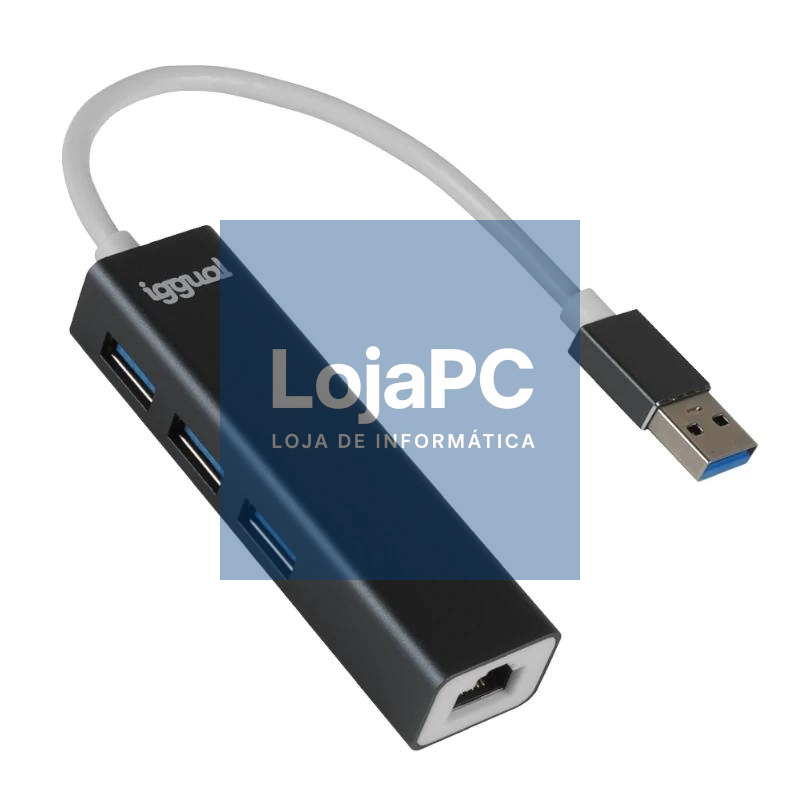 iggual Hub USB-A 3 puertos USB 3.0 + RJ45 Gigabit