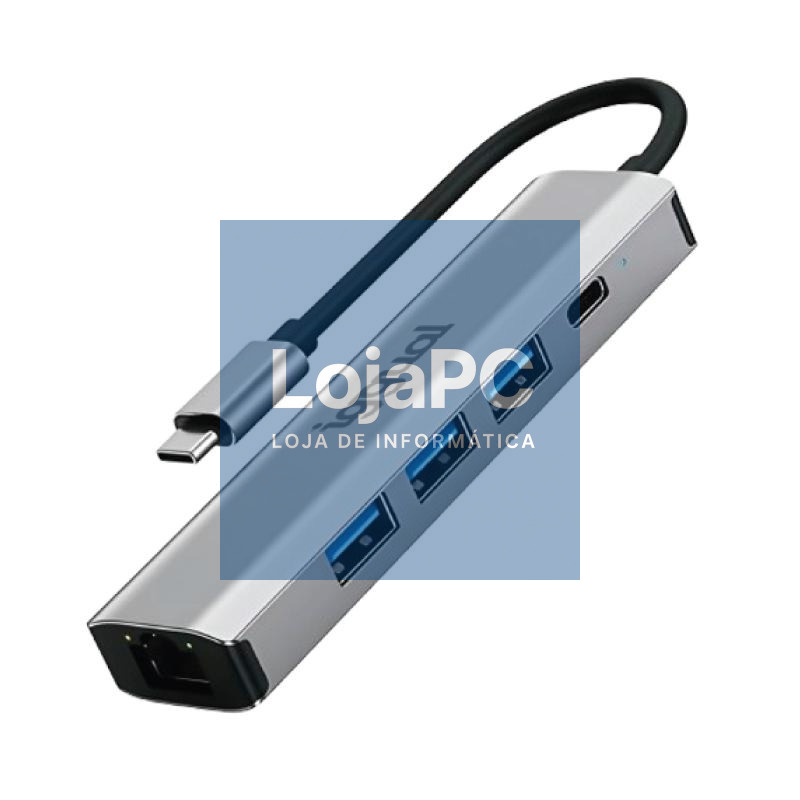 iggual Hub tipo C 5 puertos 3xUSB + RJ45 + tipo C