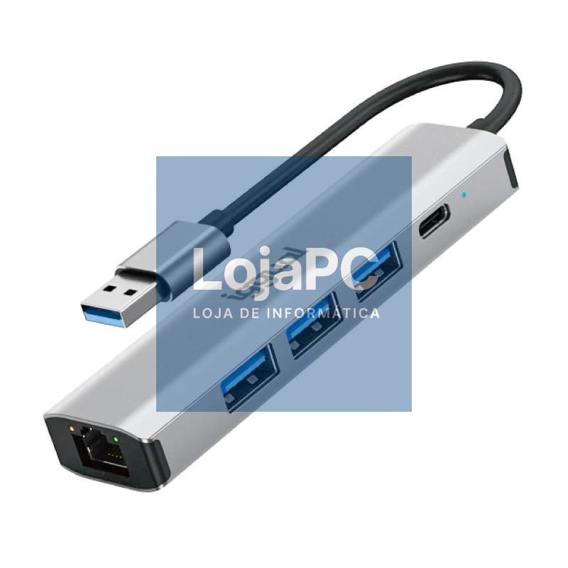 iggual Hub USB-A 5 puertos 3xUSB + RJ45 + tipo C