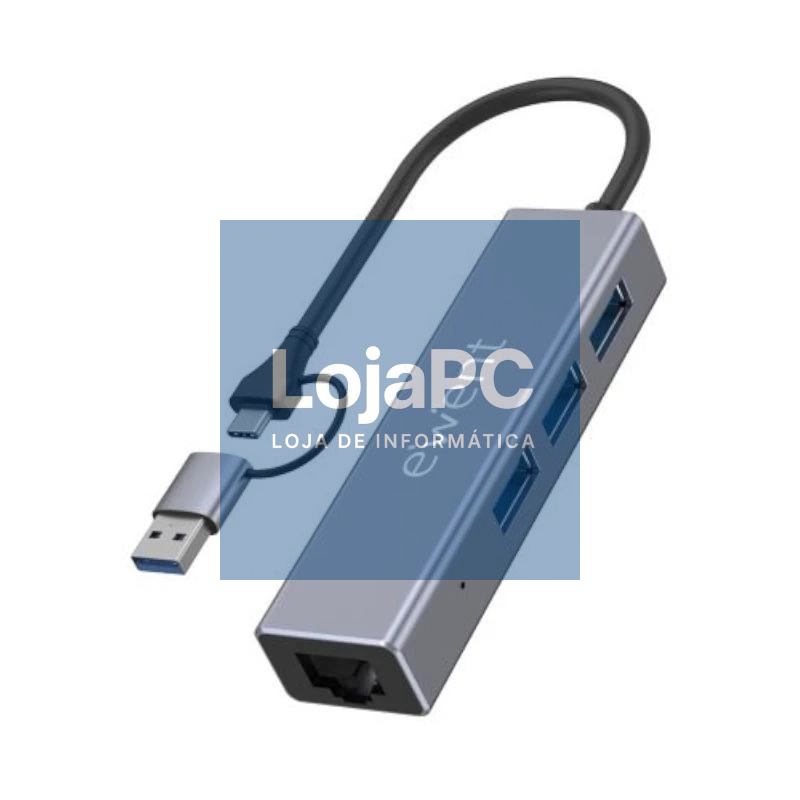 EWENT EW1159 Hub USB 3 PUERTOS 3.1+1 P.GIG USB-C-A