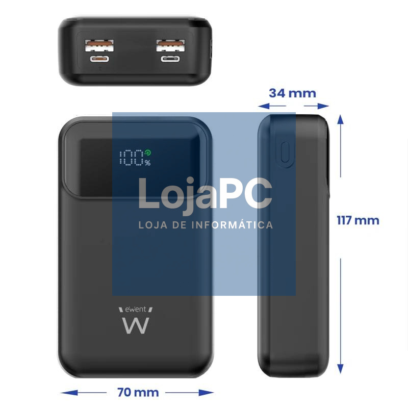 EWENT POWERBANK 65W, 20000mAh CARGA RÁPIDA — imagem 2