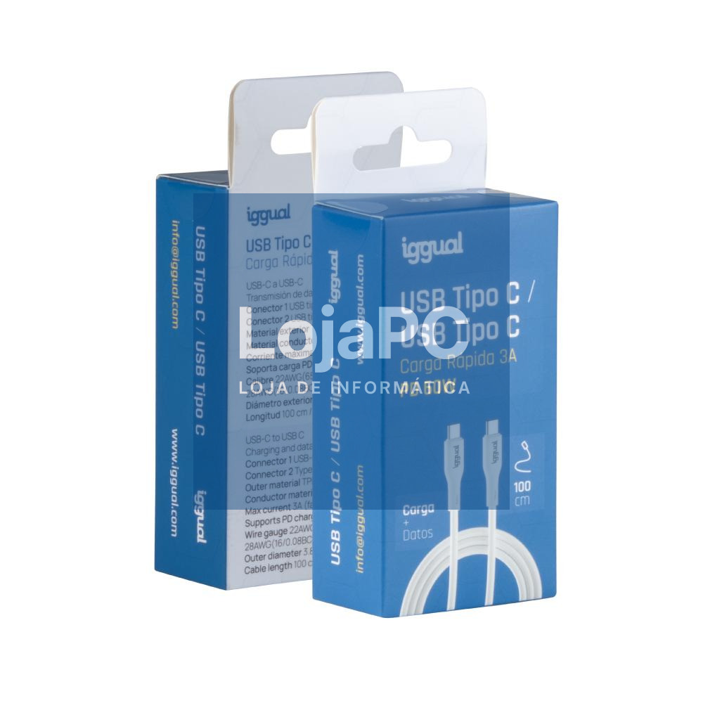 iggual Cable USB-C/USB-C 100 cm blanco Q3.0 3A 60W — imagem 5