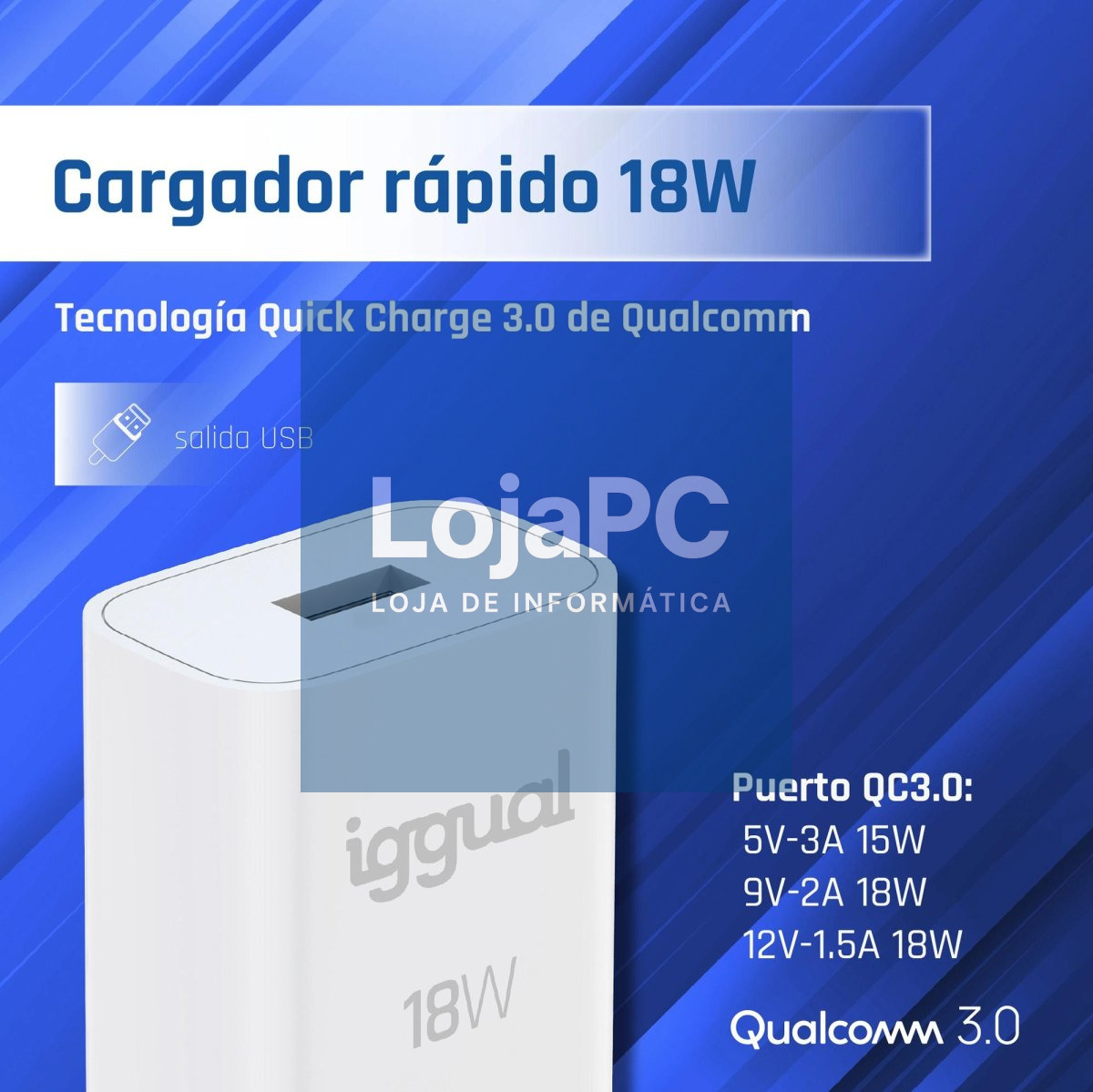 iggual Cargador 1xUSB-A carga rápida QC3.0 18W — imagem 3