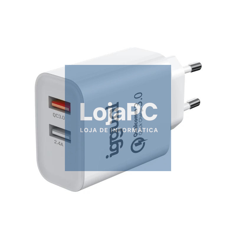 iggual Cargador doble 2xUSB carga rápida QC3.0 30W