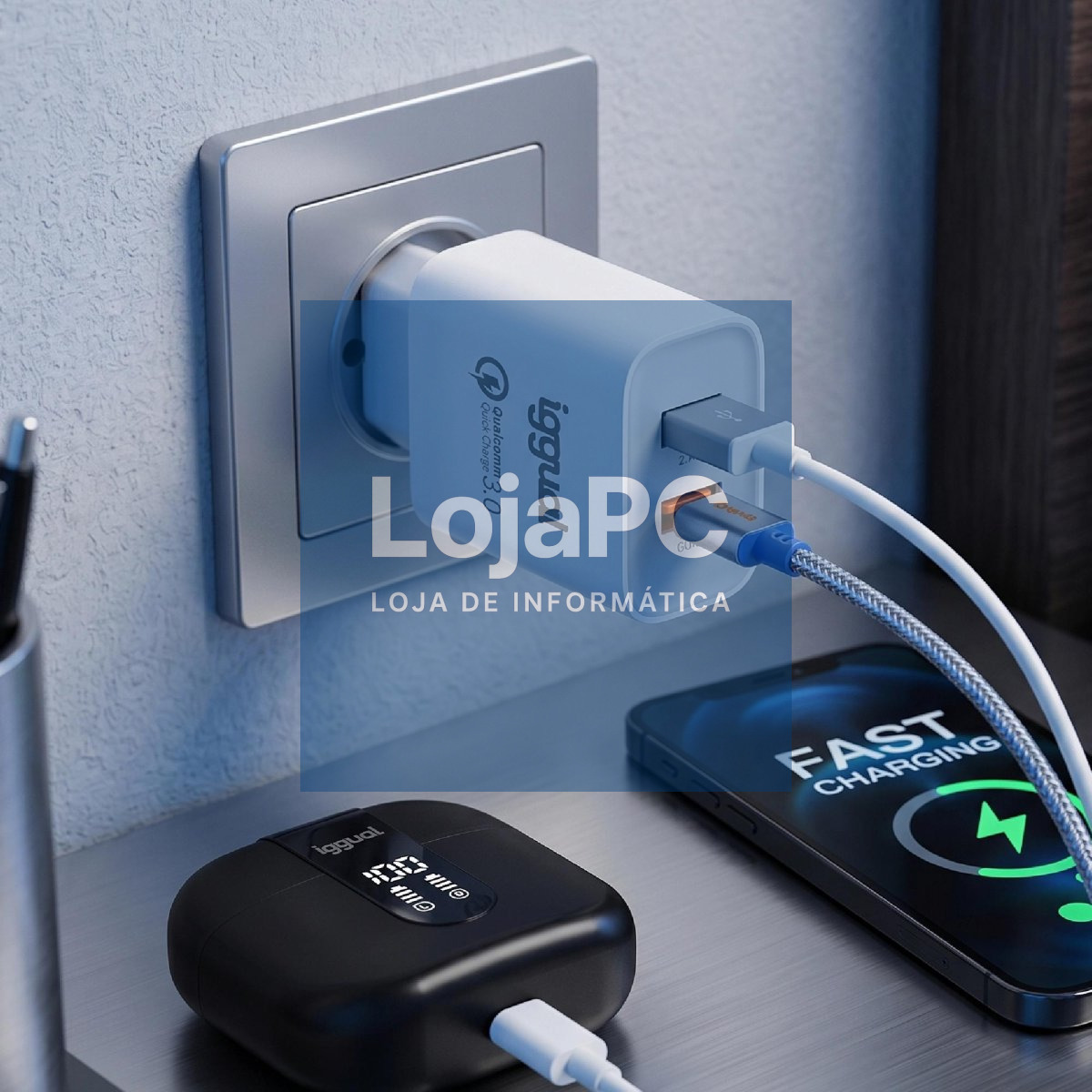 iggual Cargador doble 2xUSB carga rápida QC3.0 30W — imagem 3
