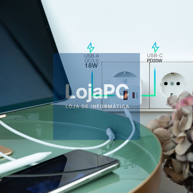 Tooq Cargador de pared doble USB-C PD+ USB A — imagem 5