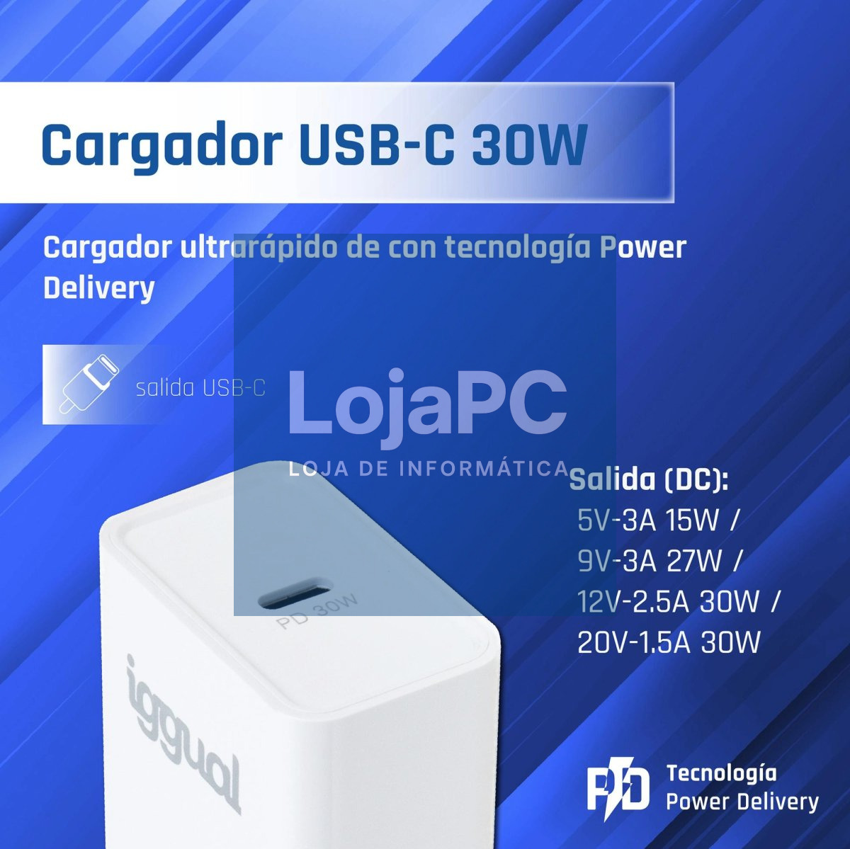 iggual Cargador rápido de pared USB PD tipo C 30W — imagem 3