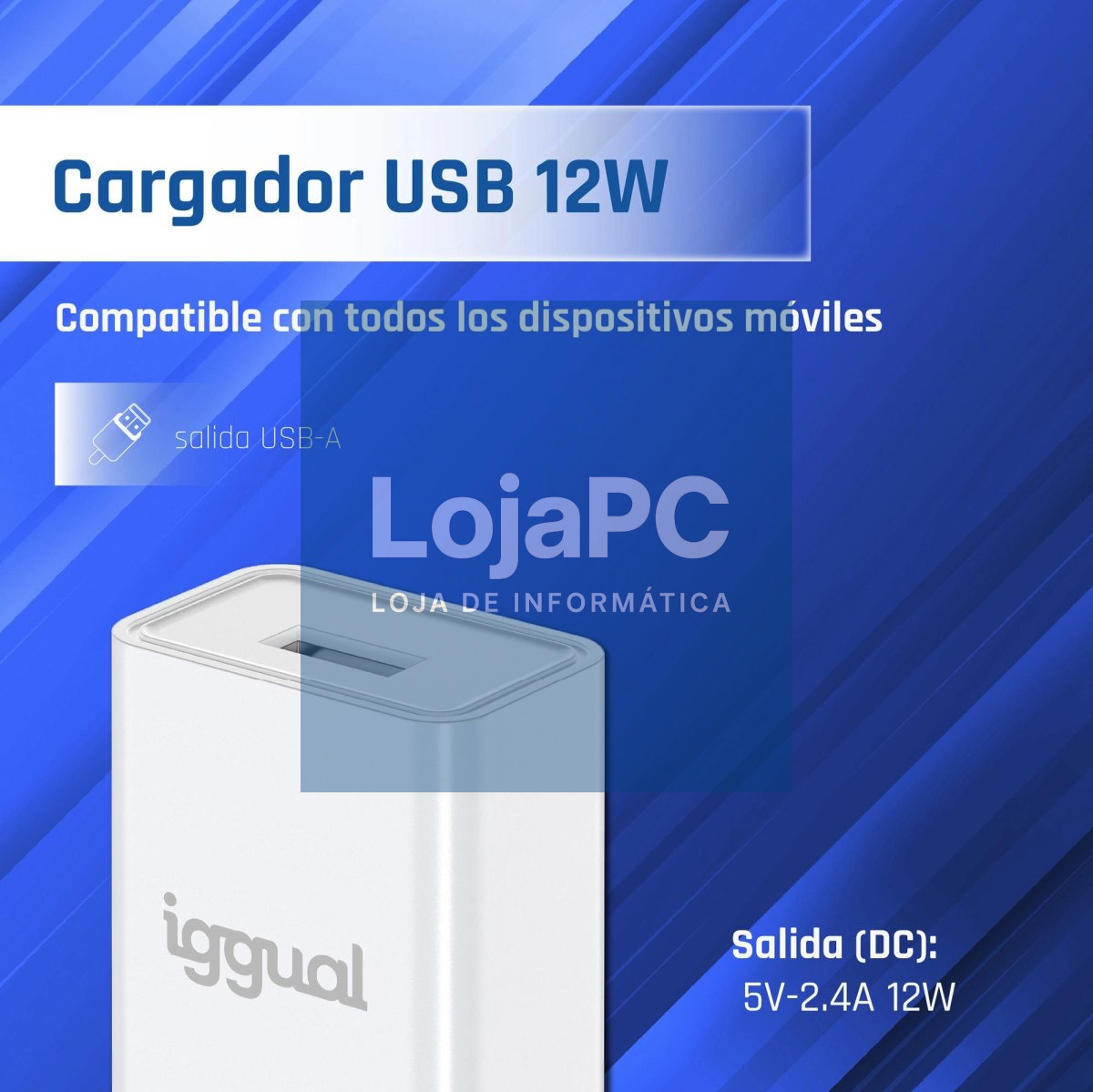 iggual Cargador de pared 1xUSB-A 5V/2.4A (12W) — imagem 3