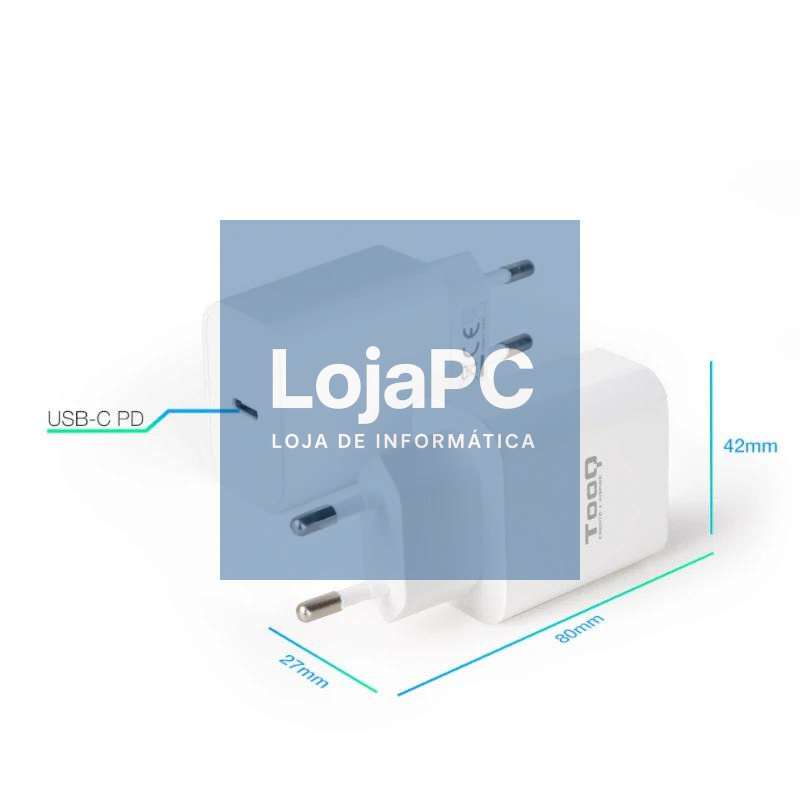 Tooq Cargador pared USB-C PD3.0 20W Blanco — imagem 2