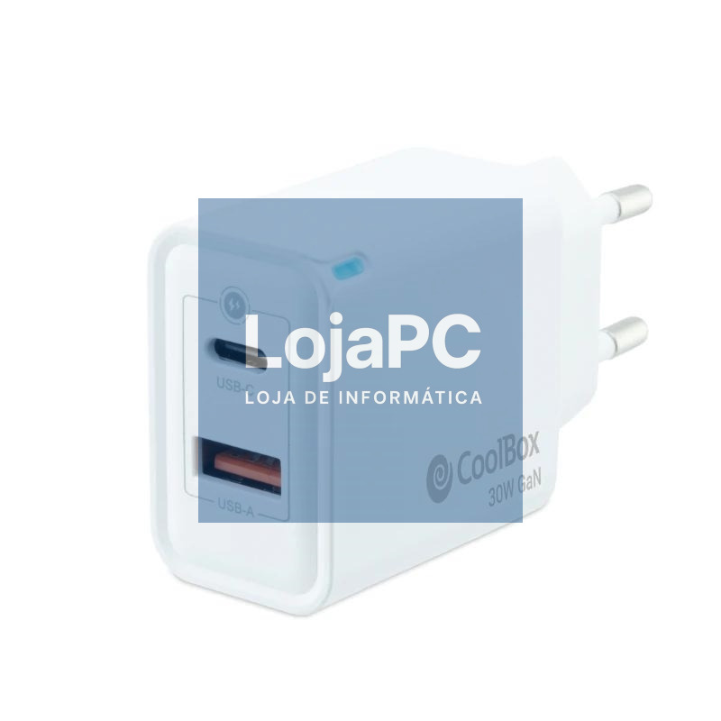 Coolbox Cargador Gan 30W USB-C/USB-A PARED