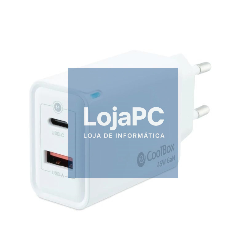 Coolbox Cargador Pared GAN 45W USB-C/USB-A