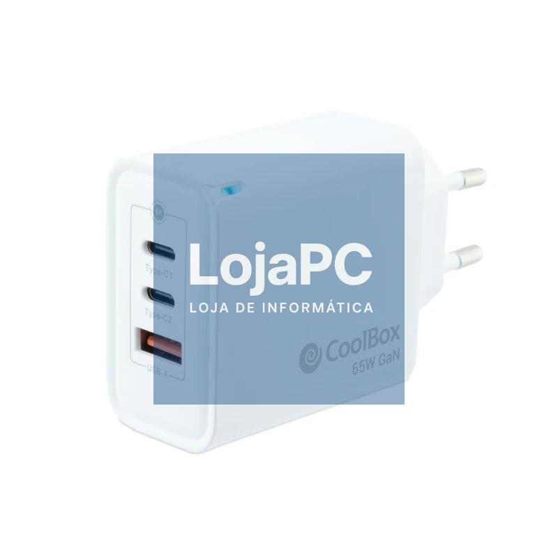 Coolbox Cargador Pared GAN 65W USB-C/USB-C/USB-A