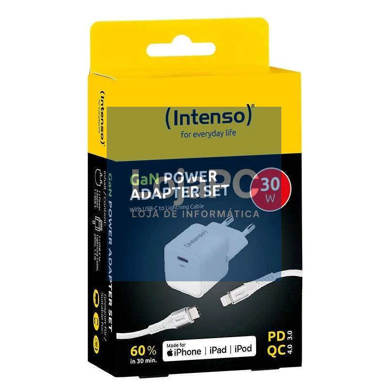 Intenso | KIT Cargador GaN W30C + Cable Lightning — imagem 2