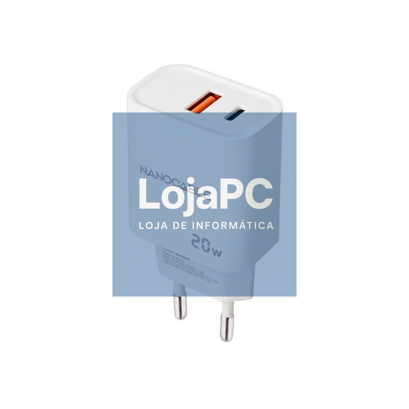 Nanocable Cargador USB-C/PD+USB-A/QC 20W Blanco — imagem 3