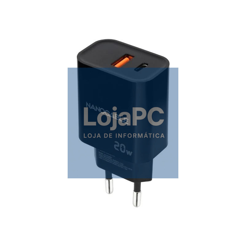 Nanocable Cargador USB-C/PD+USB-A/QC 20W Negro — imagem 3