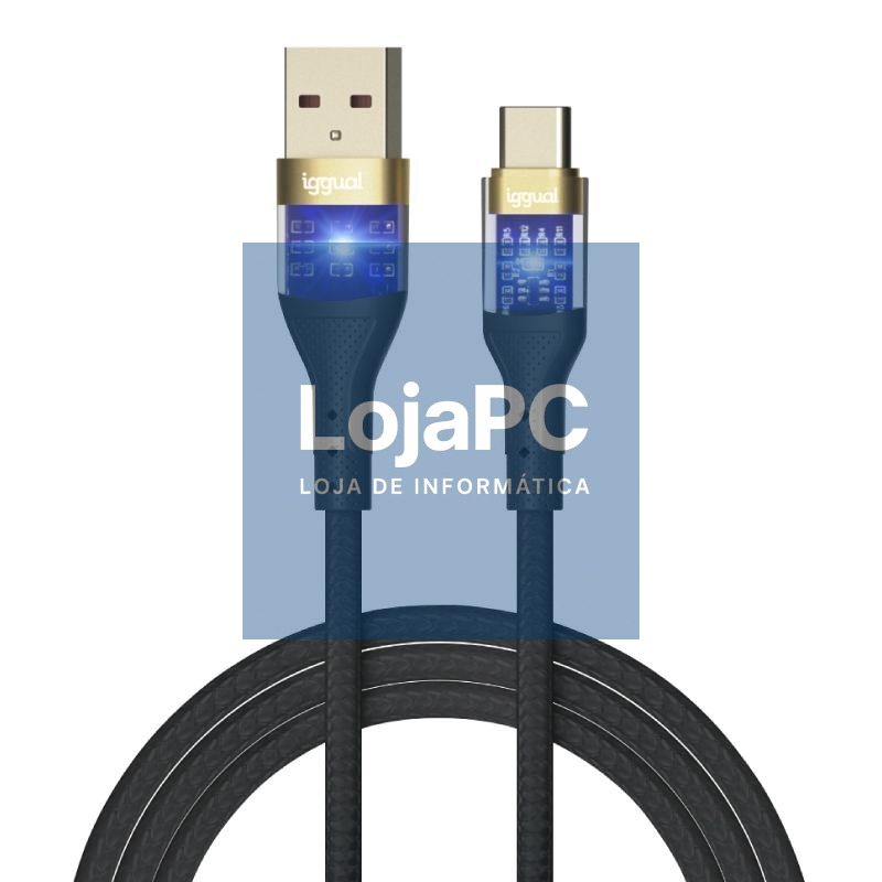 iggual Cable USB-A a tipo C 3A 100 cm trenzado LED