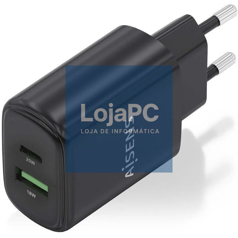 Aisens Cargador GaN 25W USB-C PD 3.0 USB-A QC3.0 — imagem 2