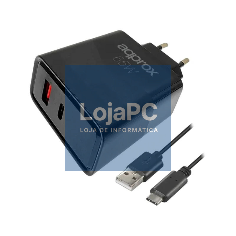 APPROX CARGADOR 65W QC 1 X USB A+ 1 X USB C+CABLE