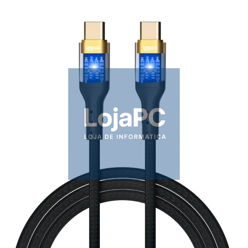 iggual Cable USB-C a tipo C 3A 100 cm trenzado LED