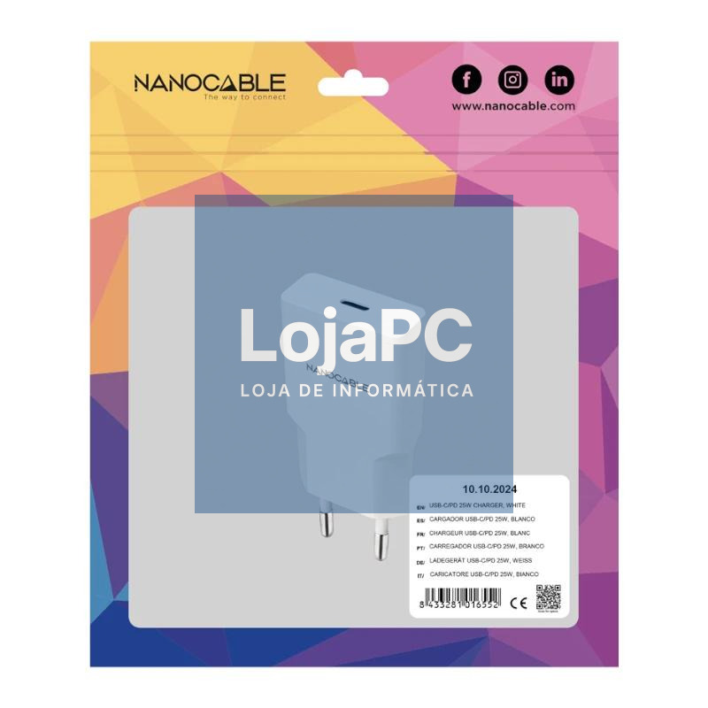 Nanocable Cargador USB-C/PD 20W Blanco — imagem 3
