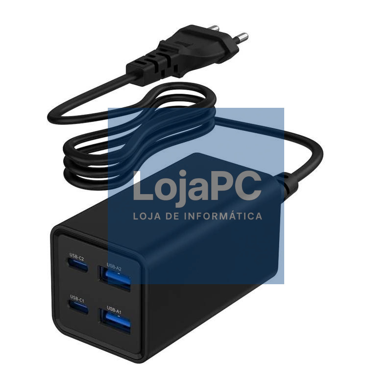 Gembird Cargador rápido USB GaN PD 4 puertos 65 W
