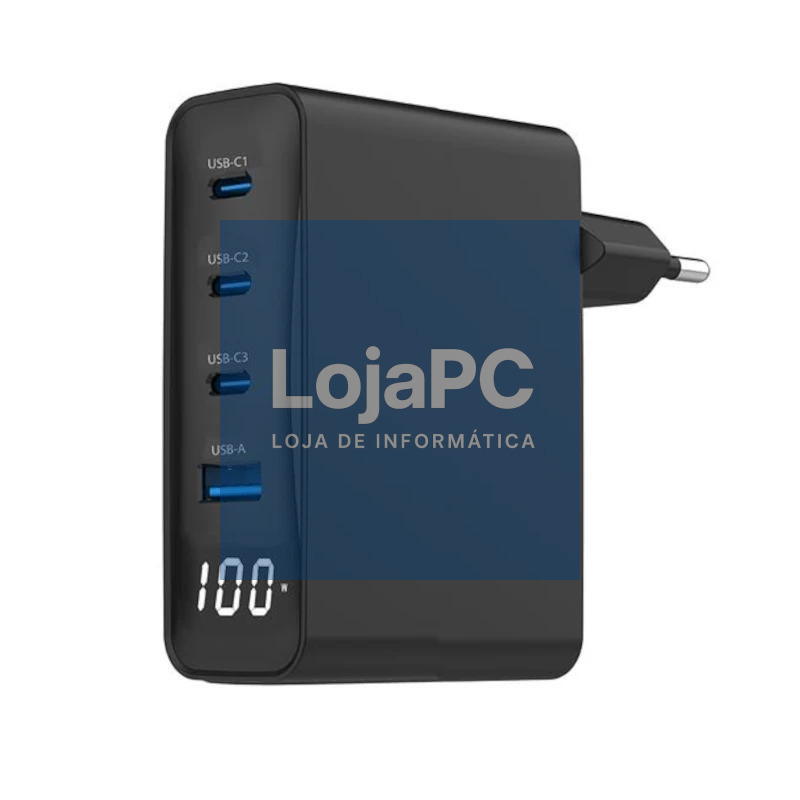 Gembird Cargador rápido USB GaN 4 P 100 W LCD