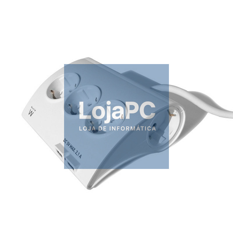 EWENT EW3935 Regleta 5 Schuko + 2 usb 2.1A