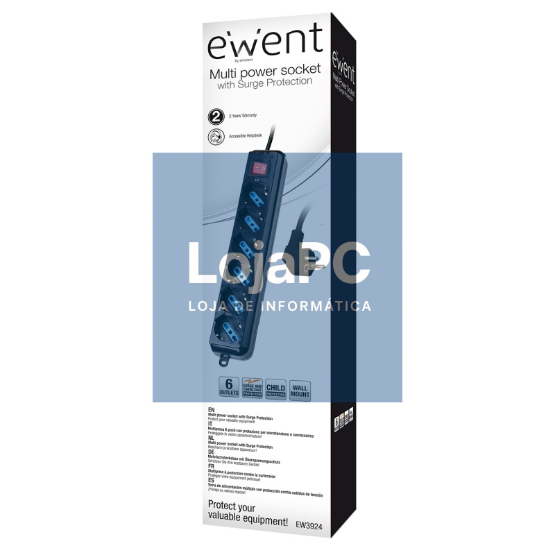 Ewent EW3924 Regleta 6 tomas con proteccion Negro — imagem 3