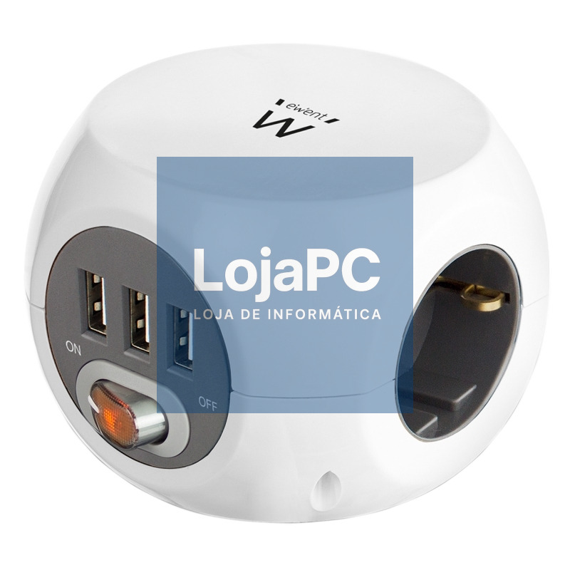 Ewent EW3939 REGLETA CUBO 3 TOMAS/3 USB BLANCO