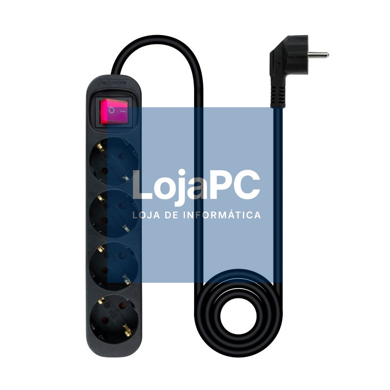 Nanocable Regleta 4 tomas con interruptor Negro