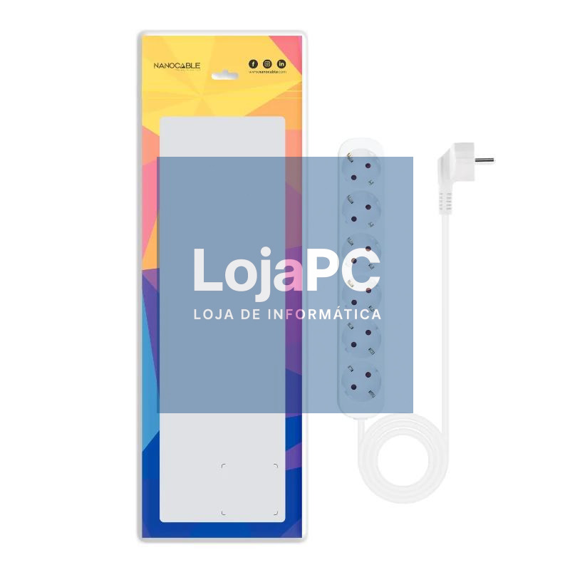 Nanocable Regleta de Enchufes 6 Tomas 1.4 m Blanco — imagem 5